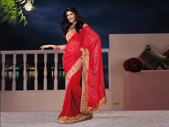 Design 3807 Saree with Heavy Embroidery work