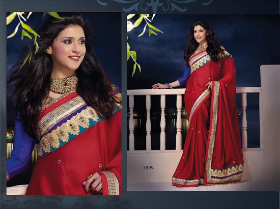 Design 3809 Saree with Hand touch up highlight, heavy border