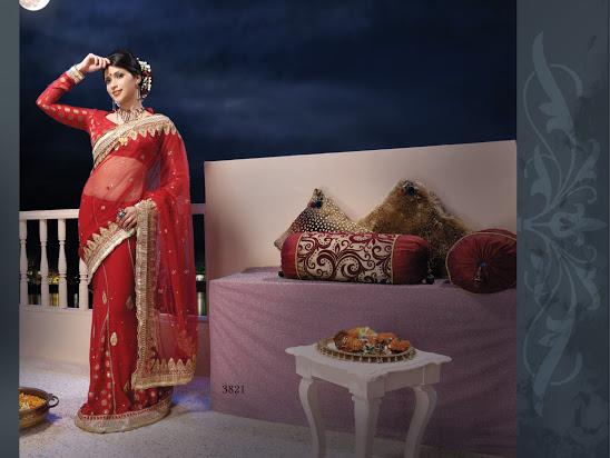 Design 3821 Saree with heavy embroidery work with hand touch