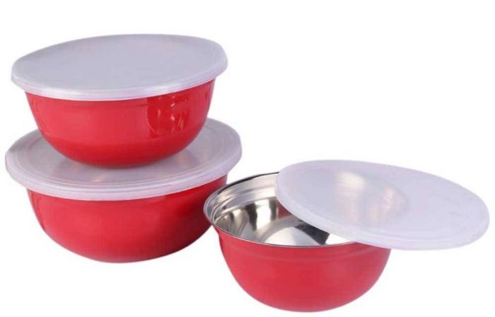 3 Pcs Lid Bowl Set - Red (4509)