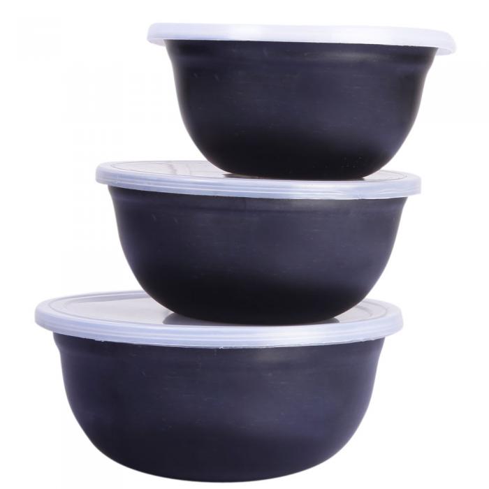 3 Pcs Lid Bowl Set - Black (4510)