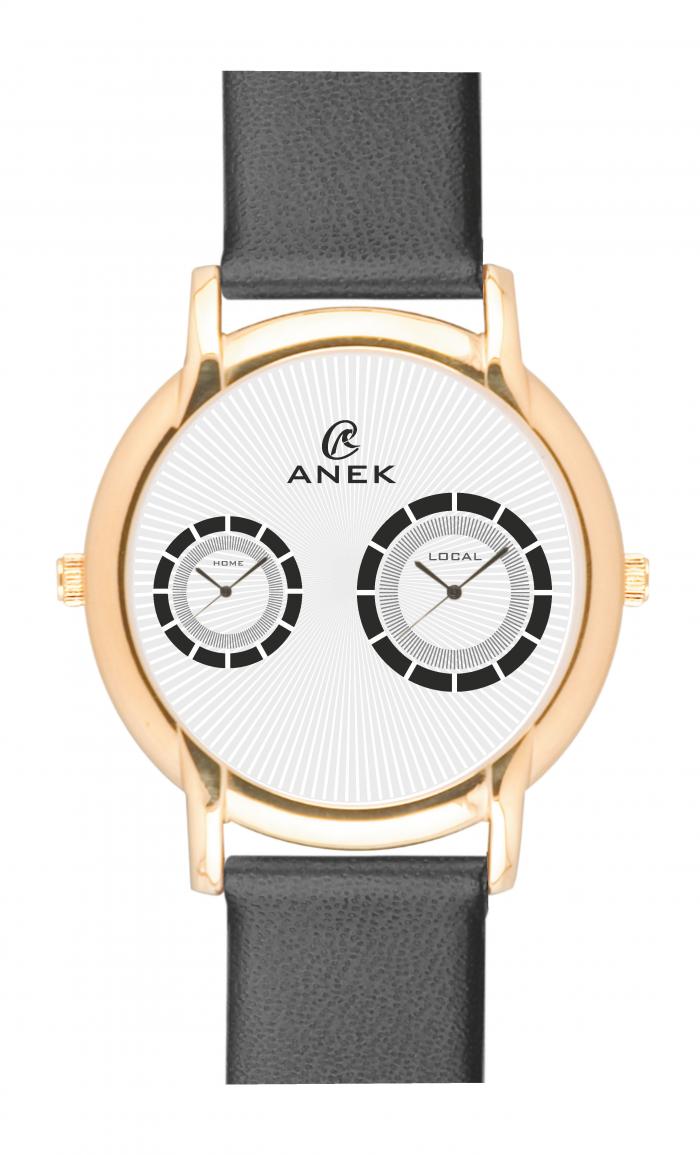 Anek Dual Time Gold Plated Mens Watch-SY005D22L06
