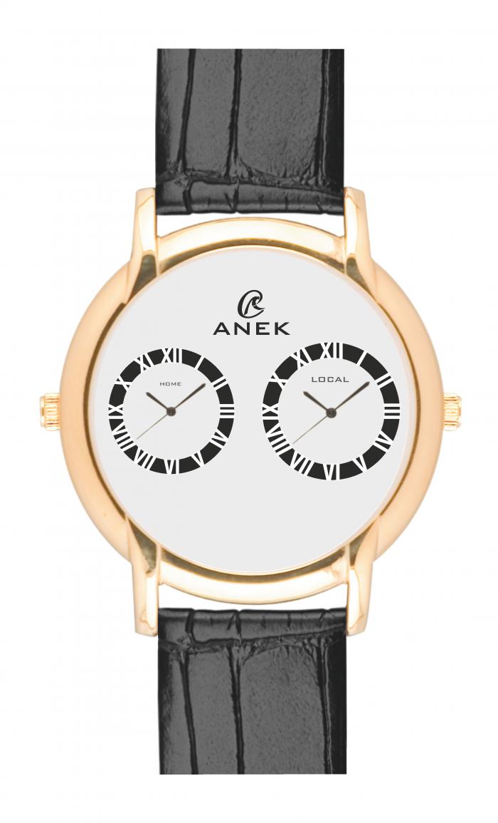 Anek Dual Time Gold Plated Mens Watch-SY005D23L02