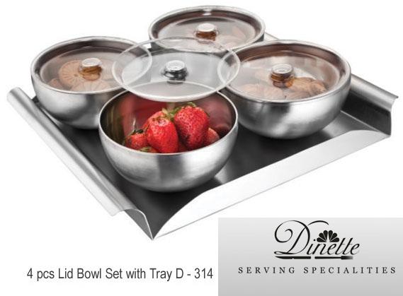 Dinette 4 pcs. Lid Bowl Set with Tray D - 314