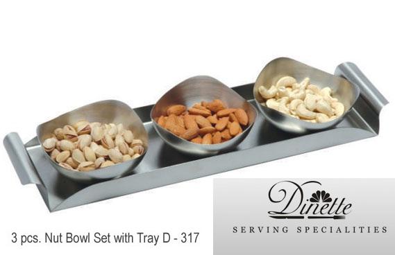 Dinette 3 pcs. Nut Bowl Set with Tray D - 317