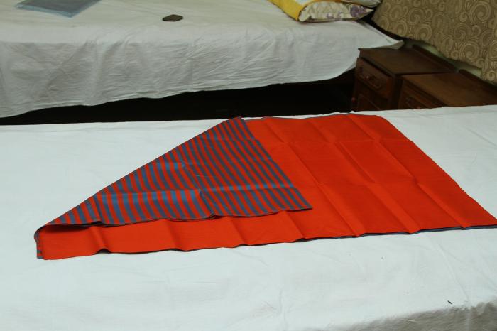 Pure Silk saree with blue and orange stripe