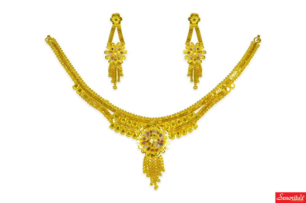 SENORITAS Traditional Gold Plated Necklace Set