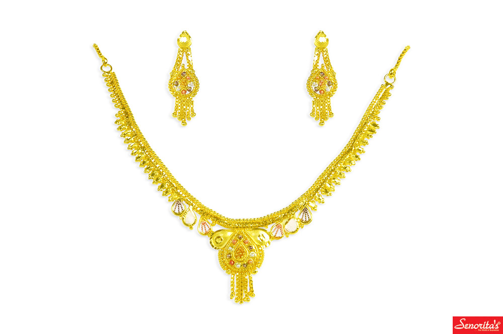 SENORITAS Traditional Gold Plated Necklace Set